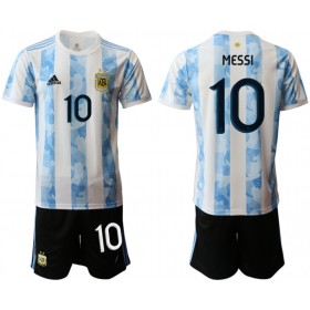 Camisolas de Futebol Argentina Lionel Messi 10 Criança Equipamento Principal 2020 Manga Curta